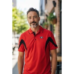 PGA Tour University of Georgia Bulldogs Polo Men's Medium Red and Black